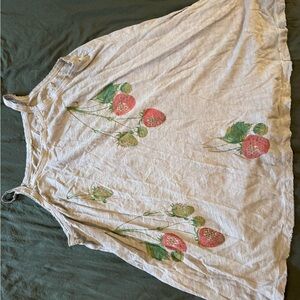 Magnolia Pearl Cream Top with Red and Green Floral Design